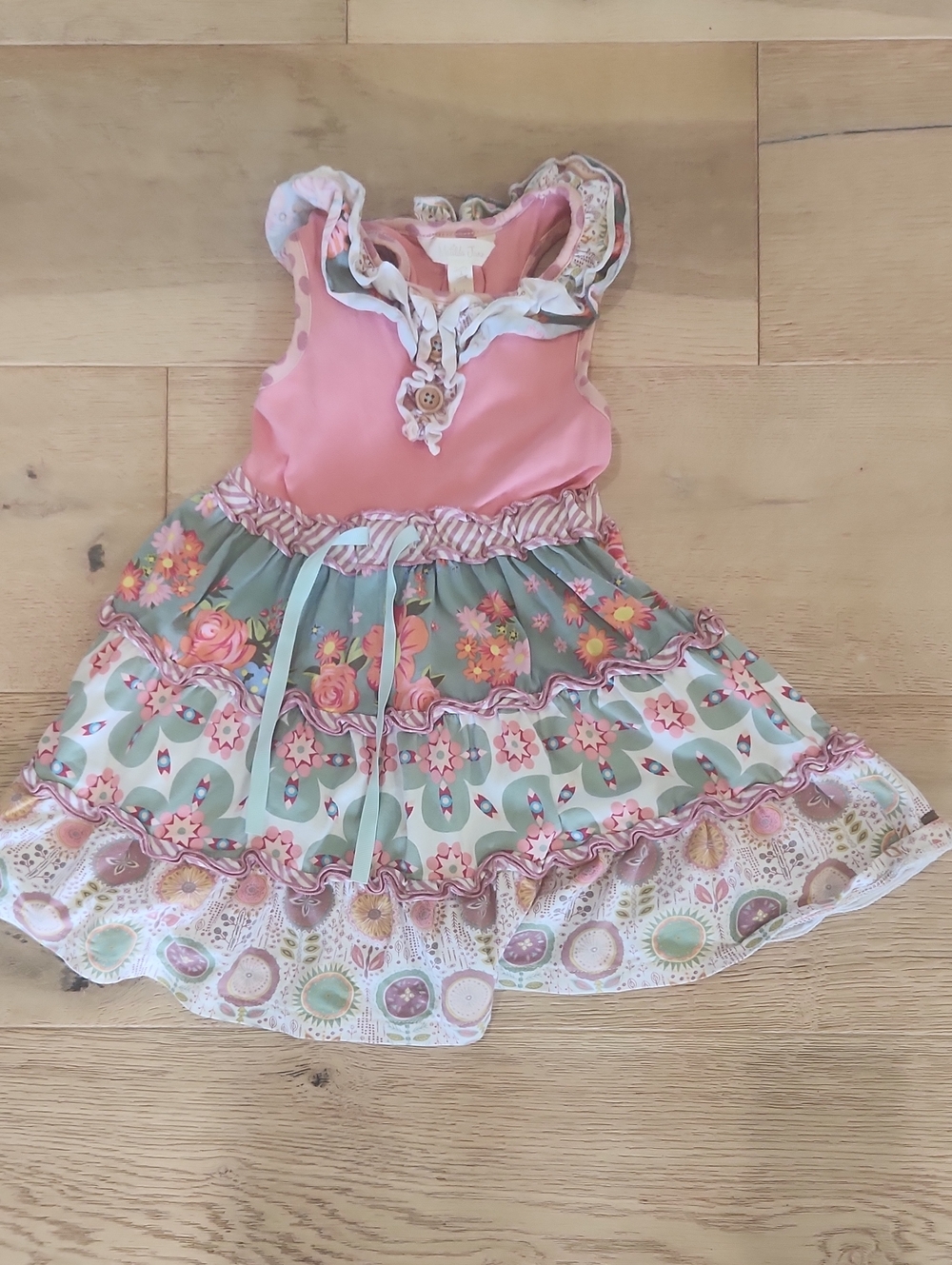 Matilda Jane Pink and Sage Floral Ruffled Costume Dress Matilda Jane Size 2